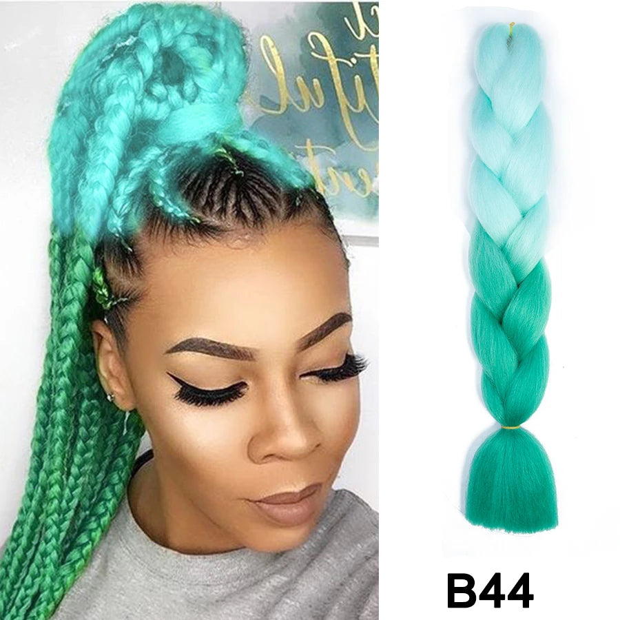 24'' 100G Synthetic Jumbo Braiding Hair Ombre Rainbow Hair Extensions Festival Jumbo Crochet Hair Weaving Box Braids Hairpieces