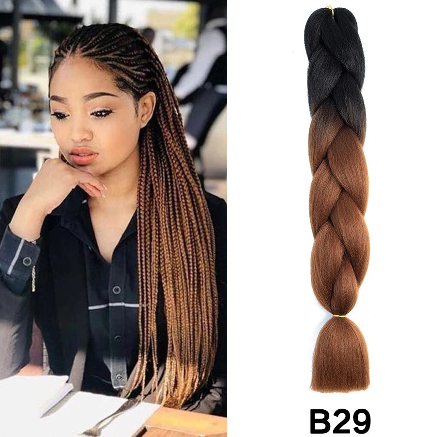 24'' 100G Synthetic Jumbo Braiding Hair Ombre Rainbow Hair Extensions Festival Jumbo Crochet Hair Weaving Box Braids Hairpieces