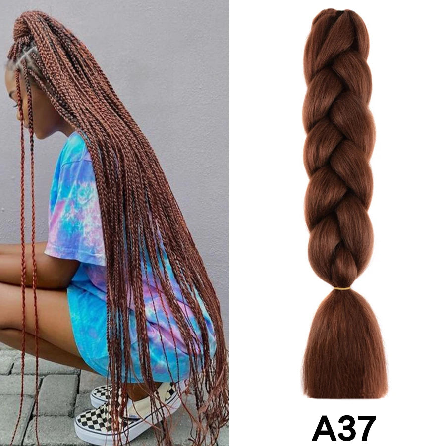 24'' 100G Synthetic Jumbo Braiding Hair Ombre Rainbow Hair Extensions Festival Jumbo Crochet Hair Weaving Box Braids Hairpieces