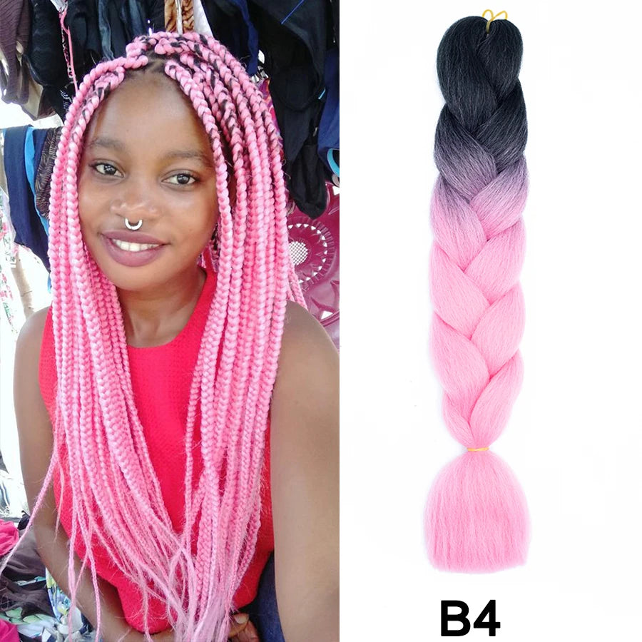 24'' 100G Synthetic Jumbo Braiding Hair Ombre Rainbow Hair Extensions Festival Jumbo Crochet Hair Weaving Box Braids Hairpieces