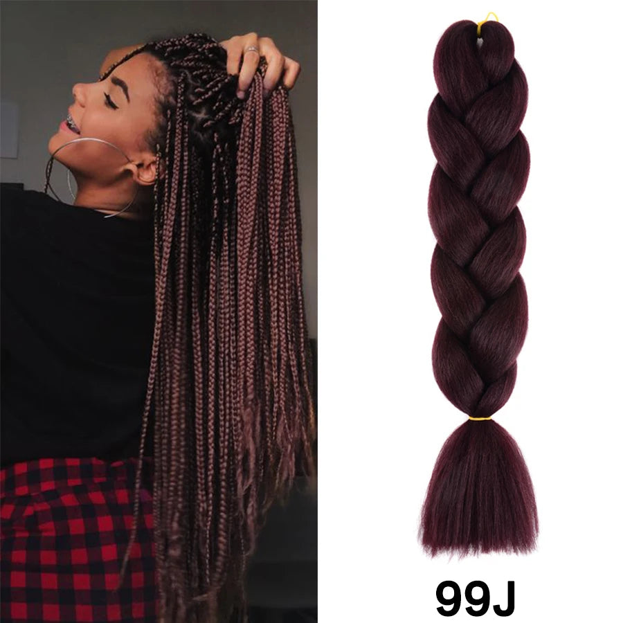 24'' 100G Synthetic Jumbo Braiding Hair Ombre Rainbow Hair Extensions Festival Jumbo Crochet Hair Weaving Box Braids Hairpieces