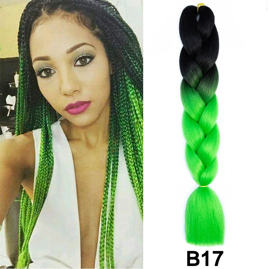 24'' 100G Synthetic Jumbo Braiding Hair Ombre Rainbow Hair Extensions Festival Jumbo Crochet Hair Weaving Box Braids Hairpieces