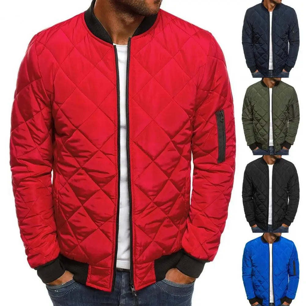 Casual  Popular Zip Up Stand Collar Men Jacket Comfy Men Coat Warm   for Office