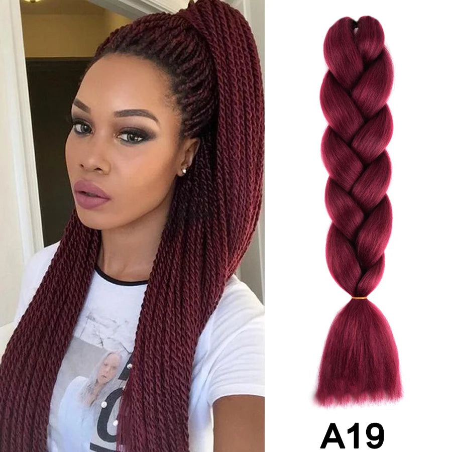 24'' 100G Synthetic Jumbo Braiding Hair Ombre Rainbow Hair Extensions Festival Jumbo Crochet Hair Weaving Box Braids Hairpieces