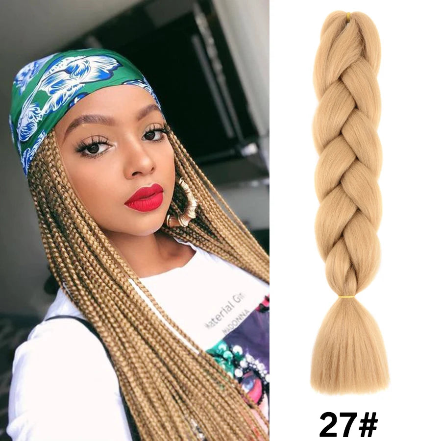 24'' 100G Synthetic Jumbo Braiding Hair Ombre Rainbow Hair Extensions Festival Jumbo Crochet Hair Weaving Box Braids Hairpieces