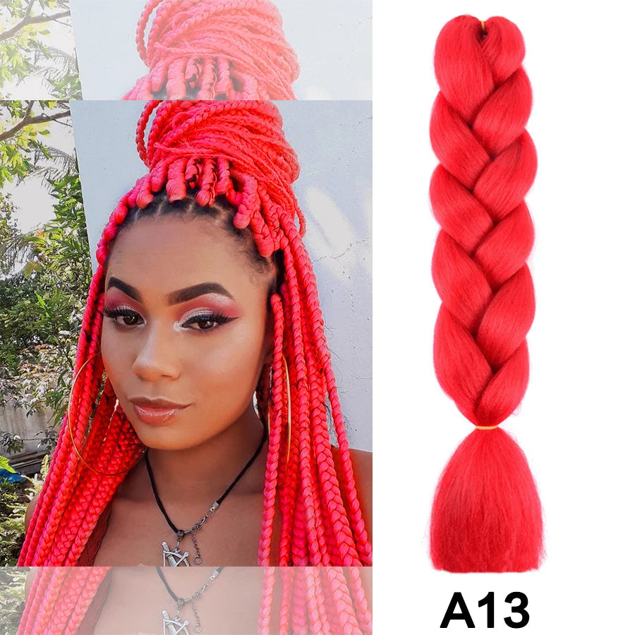 24'' 100G Synthetic Jumbo Braiding Hair Ombre Rainbow Hair Extensions Festival Jumbo Crochet Hair Weaving Box Braids Hairpieces