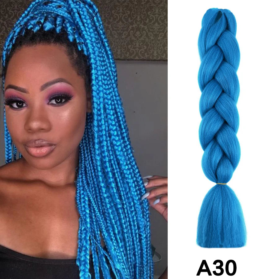 24'' 100G Synthetic Jumbo Braiding Hair Ombre Rainbow Hair Extensions Festival Jumbo Crochet Hair Weaving Box Braids Hairpieces