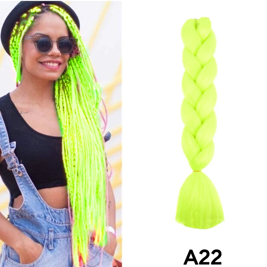 24'' 100G Synthetic Jumbo Braiding Hair Ombre Rainbow Hair Extensions Festival Jumbo Crochet Hair Weaving Box Braids Hairpieces