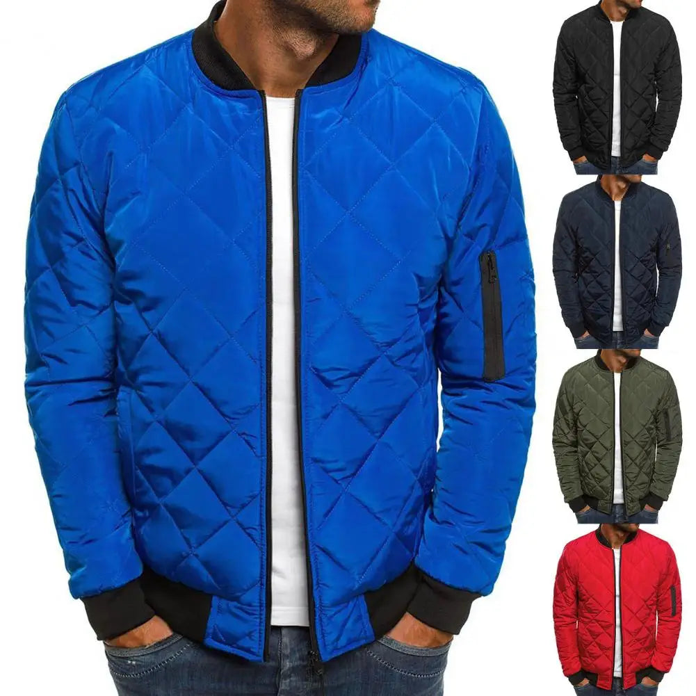 Casual  Popular Zip Up Stand Collar Men Jacket Comfy Men Coat Warm   for Office