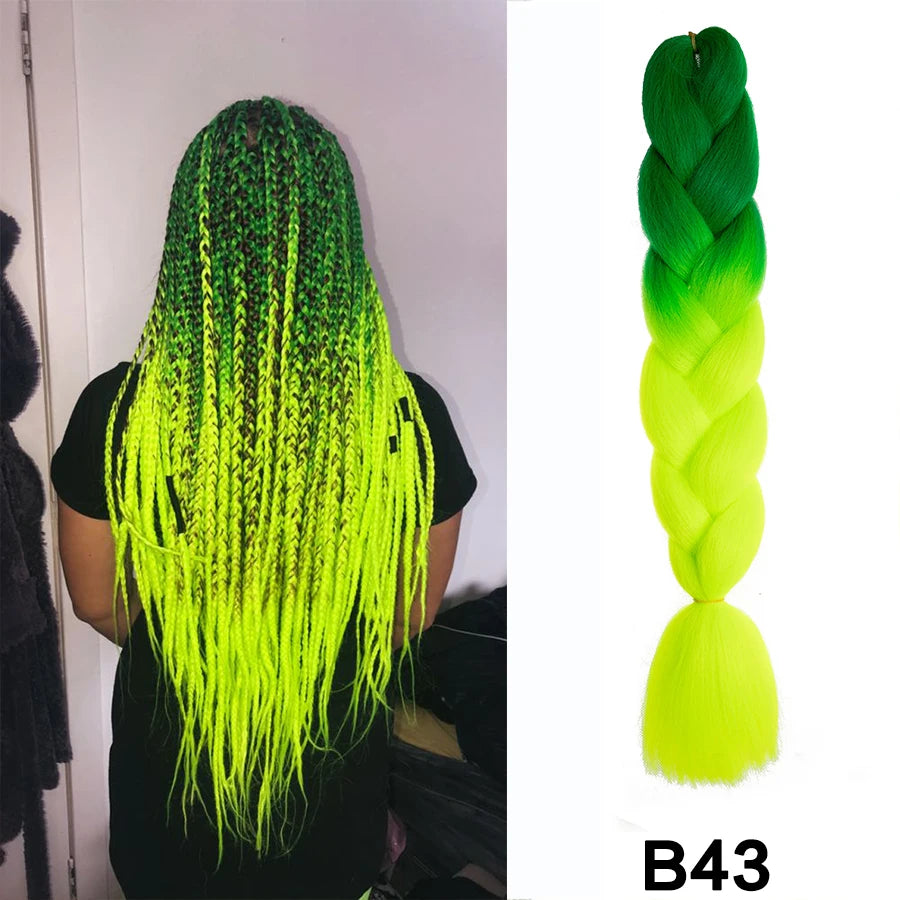 24'' 100G Synthetic Jumbo Braiding Hair Ombre Rainbow Hair Extensions Festival Jumbo Crochet Hair Weaving Box Braids Hairpieces