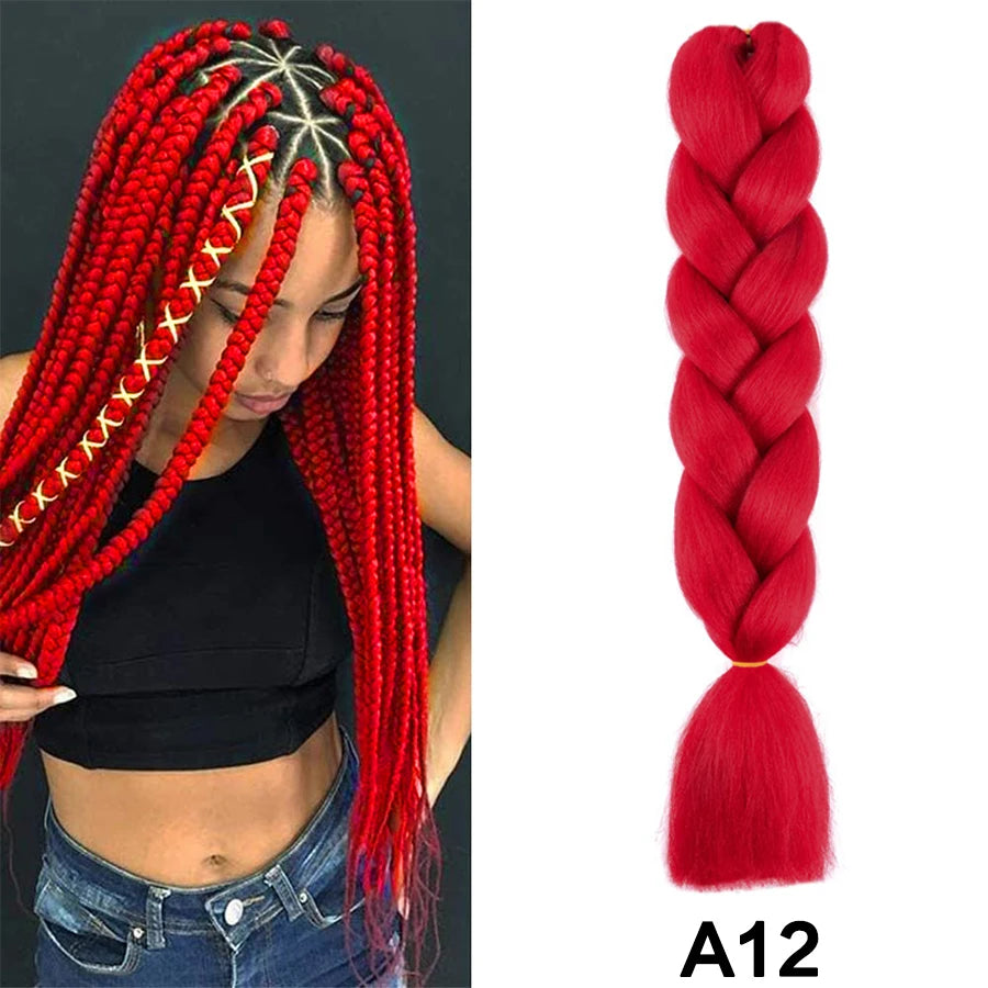 24'' 100G Synthetic Jumbo Braiding Hair Ombre Rainbow Hair Extensions Festival Jumbo Crochet Hair Weaving Box Braids Hairpieces