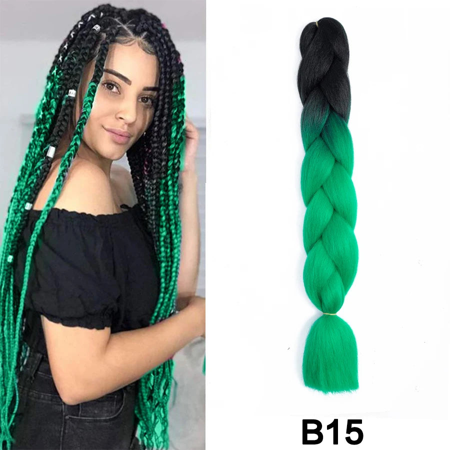 24'' 100G Synthetic Jumbo Braiding Hair Ombre Rainbow Hair Extensions Festival Jumbo Crochet Hair Weaving Box Braids Hairpieces