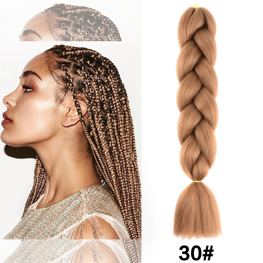 24'' 100G Synthetic Jumbo Braiding Hair Ombre Rainbow Hair Extensions Festival Jumbo Crochet Hair Weaving Box Braids Hairpieces