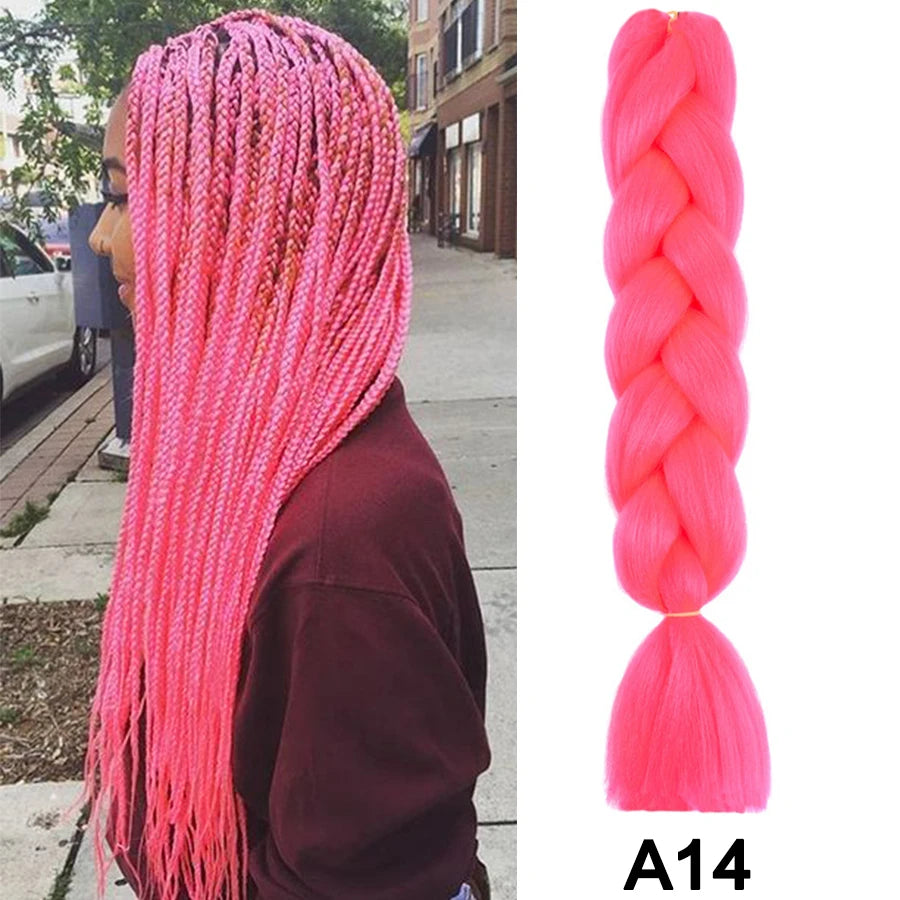 24'' 100G Synthetic Jumbo Braiding Hair Ombre Rainbow Hair Extensions Festival Jumbo Crochet Hair Weaving Box Braids Hairpieces