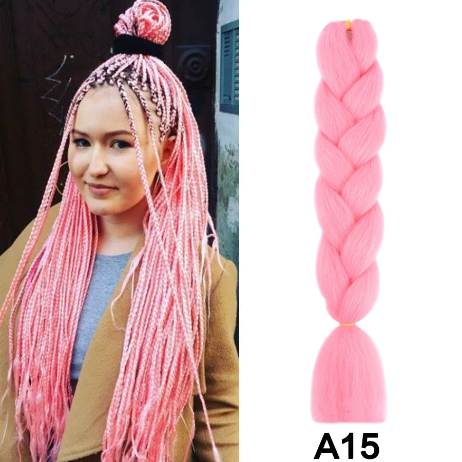 24'' 100G Synthetic Jumbo Braiding Hair Ombre Rainbow Hair Extensions Festival Jumbo Crochet Hair Weaving Box Braids Hairpieces