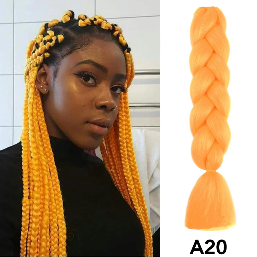 24'' 100G Synthetic Jumbo Braiding Hair Ombre Rainbow Hair Extensions Festival Jumbo Crochet Hair Weaving Box Braids Hairpieces