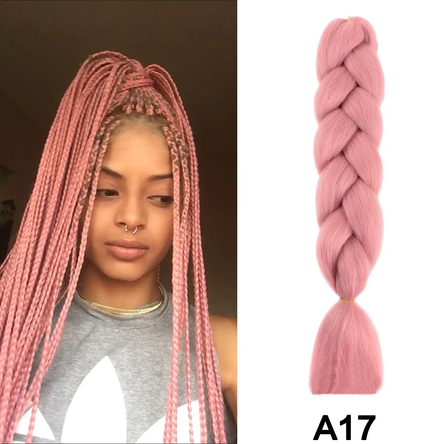 24'' 100G Synthetic Jumbo Braiding Hair Ombre Rainbow Hair Extensions Festival Jumbo Crochet Hair Weaving Box Braids Hairpieces