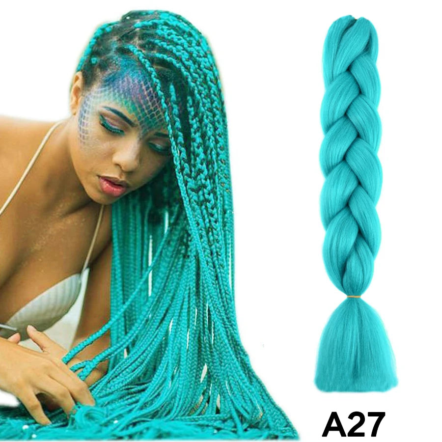 24'' 100G Synthetic Jumbo Braiding Hair Ombre Rainbow Hair Extensions Festival Jumbo Crochet Hair Weaving Box Braids Hairpieces