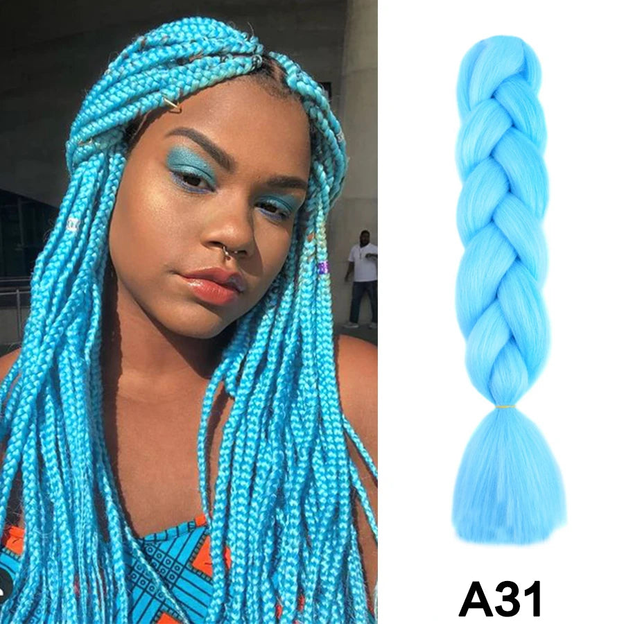 24'' 100G Synthetic Jumbo Braiding Hair Ombre Rainbow Hair Extensions Festival Jumbo Crochet Hair Weaving Box Braids Hairpieces