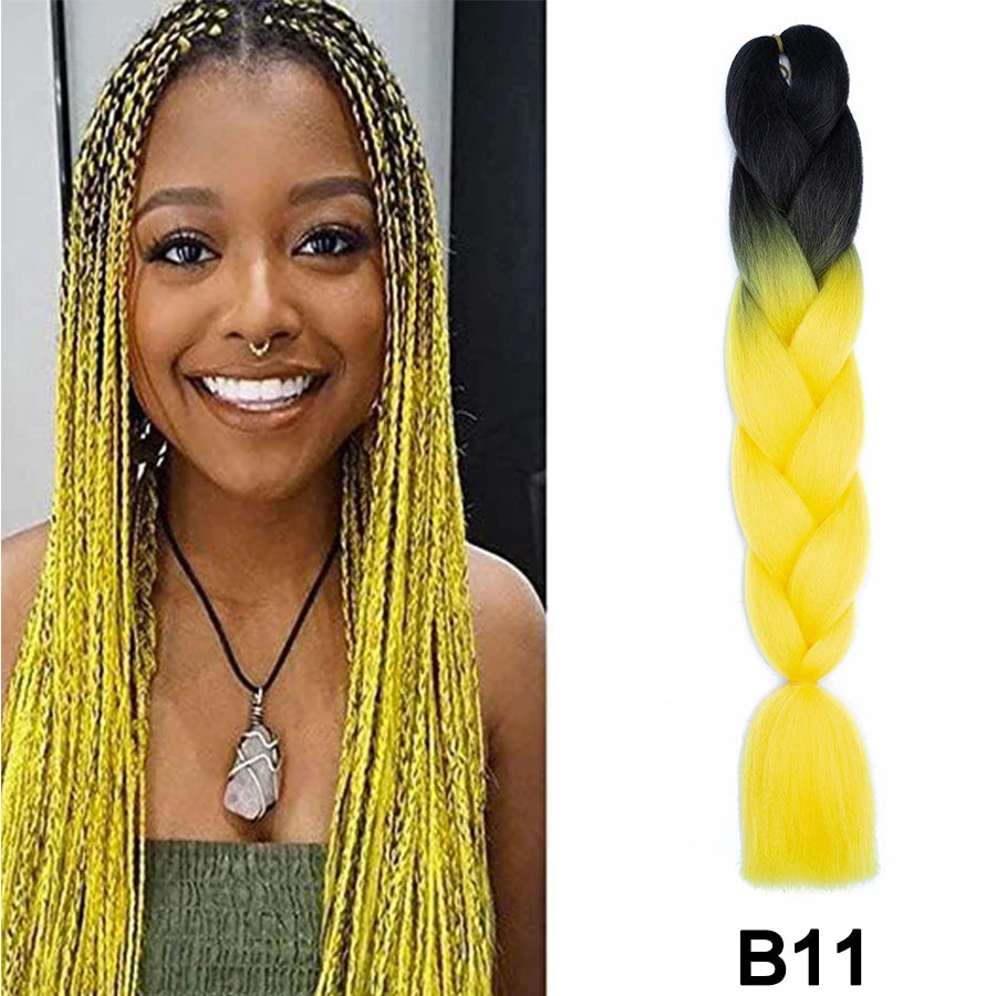 24'' 100G Synthetic Jumbo Braiding Hair Ombre Rainbow Hair Extensions Festival Jumbo Crochet Hair Weaving Box Braids Hairpieces