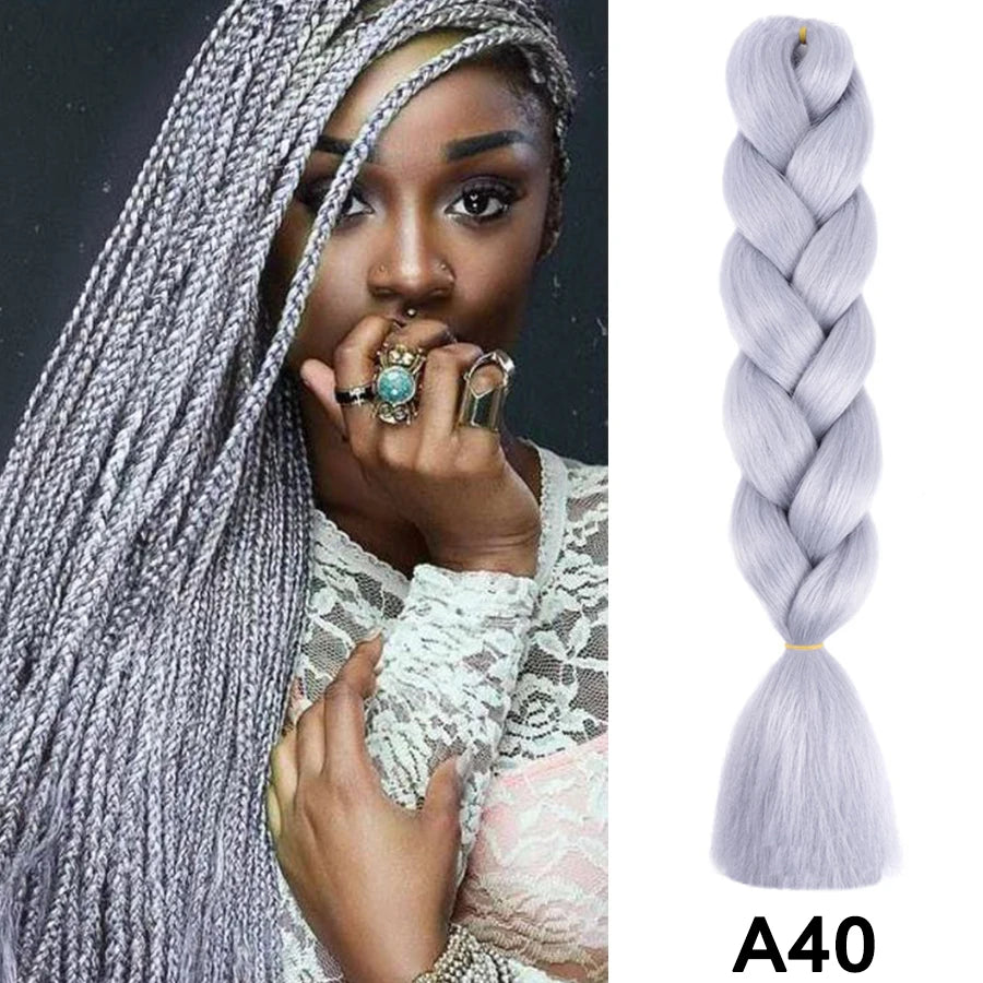 24'' 100G Synthetic Jumbo Braiding Hair Ombre Rainbow Hair Extensions Festival Jumbo Crochet Hair Weaving Box Braids Hairpieces