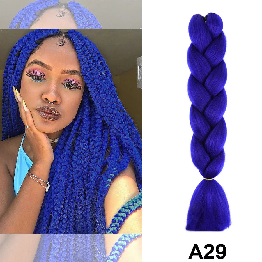 24'' 100G Synthetic Jumbo Braiding Hair Ombre Rainbow Hair Extensions Festival Jumbo Crochet Hair Weaving Box Braids Hairpieces