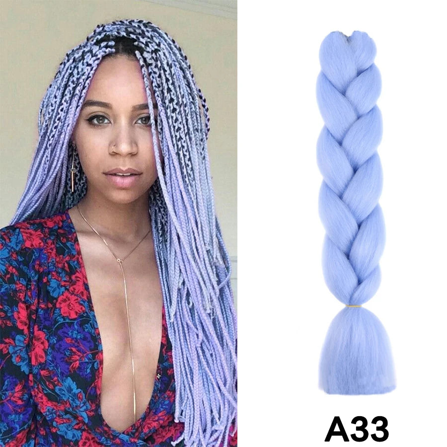 24'' 100G Synthetic Jumbo Braiding Hair Ombre Rainbow Hair Extensions Festival Jumbo Crochet Hair Weaving Box Braids Hairpieces