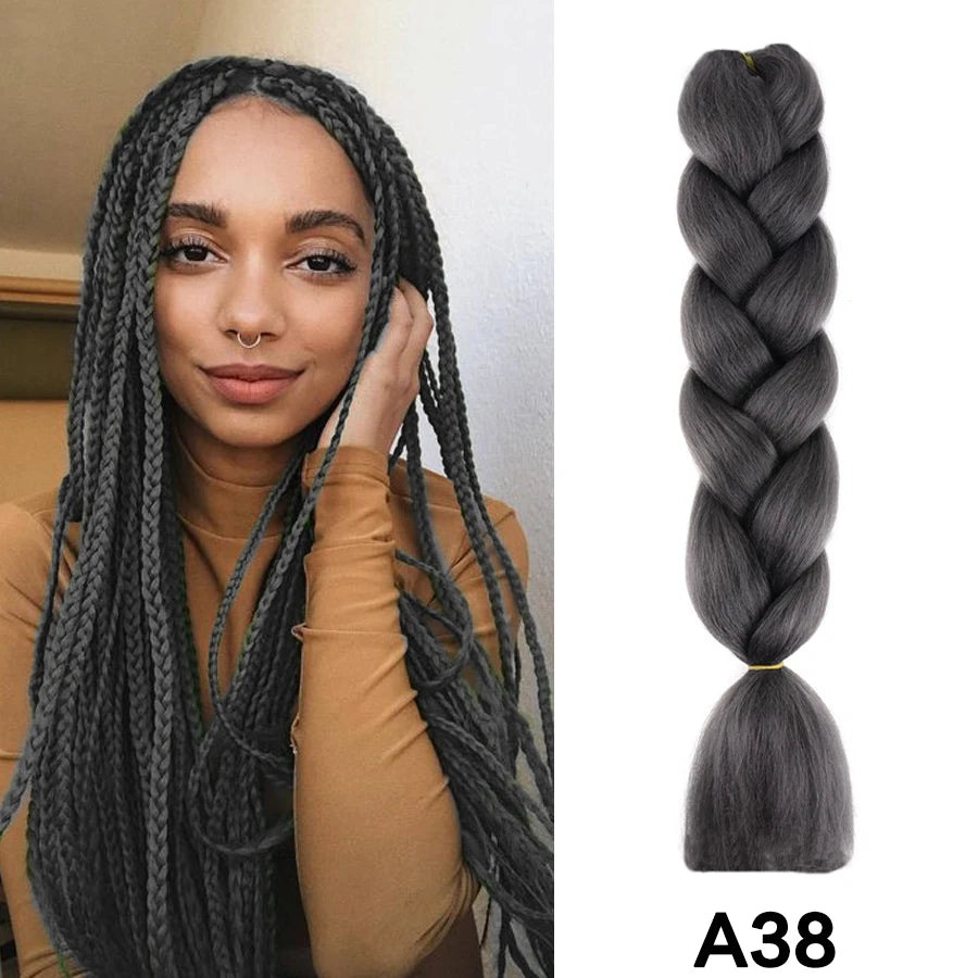 24'' 100G Synthetic Jumbo Braiding Hair Ombre Rainbow Hair Extensions Festival Jumbo Crochet Hair Weaving Box Braids Hairpieces