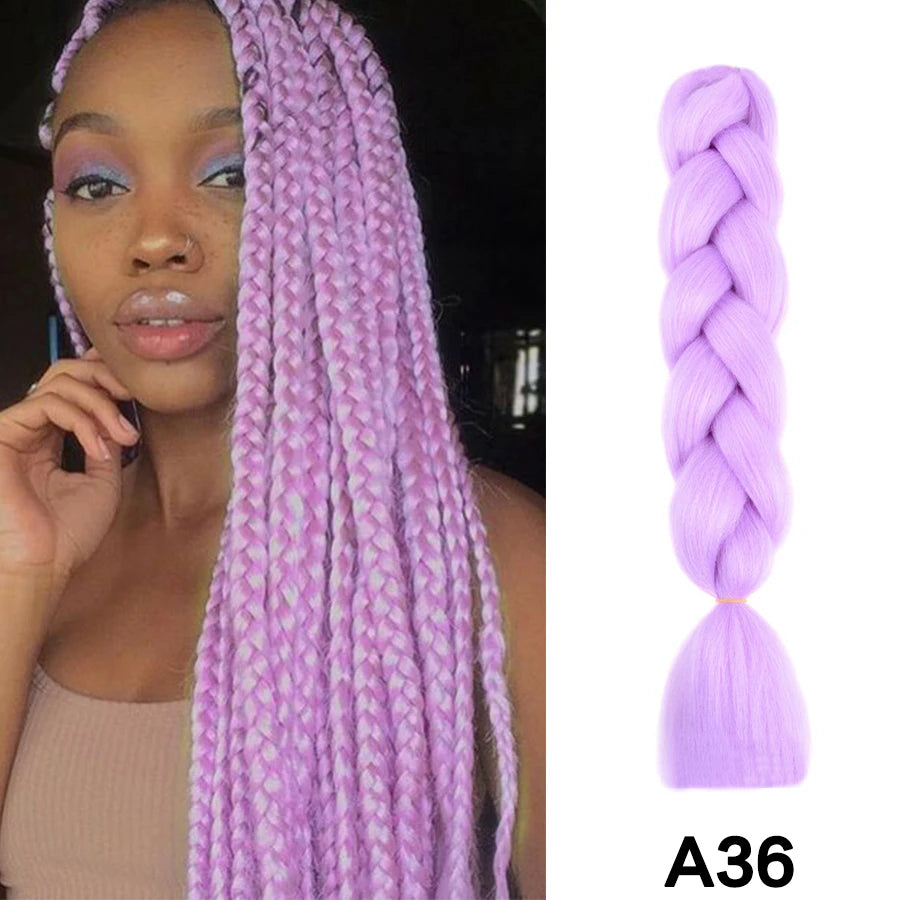 24'' 100G Synthetic Jumbo Braiding Hair Ombre Rainbow Hair Extensions Festival Jumbo Crochet Hair Weaving Box Braids Hairpieces