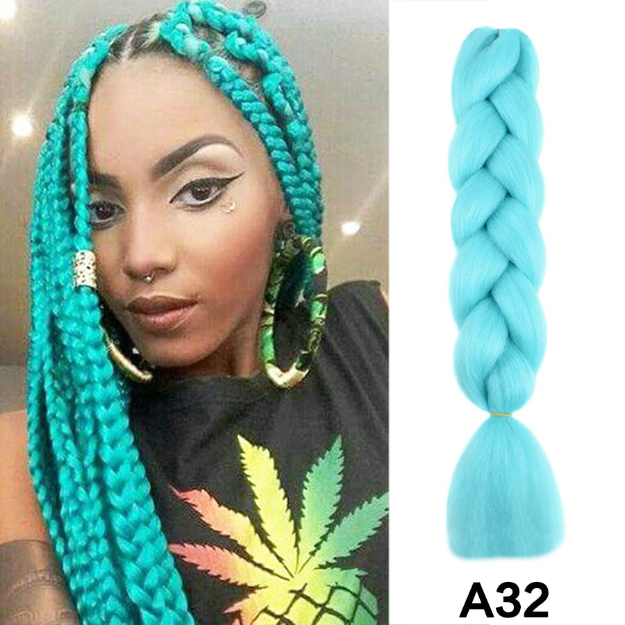 24'' 100G Synthetic Jumbo Braiding Hair Ombre Rainbow Hair Extensions Festival Jumbo Crochet Hair Weaving Box Braids Hairpieces