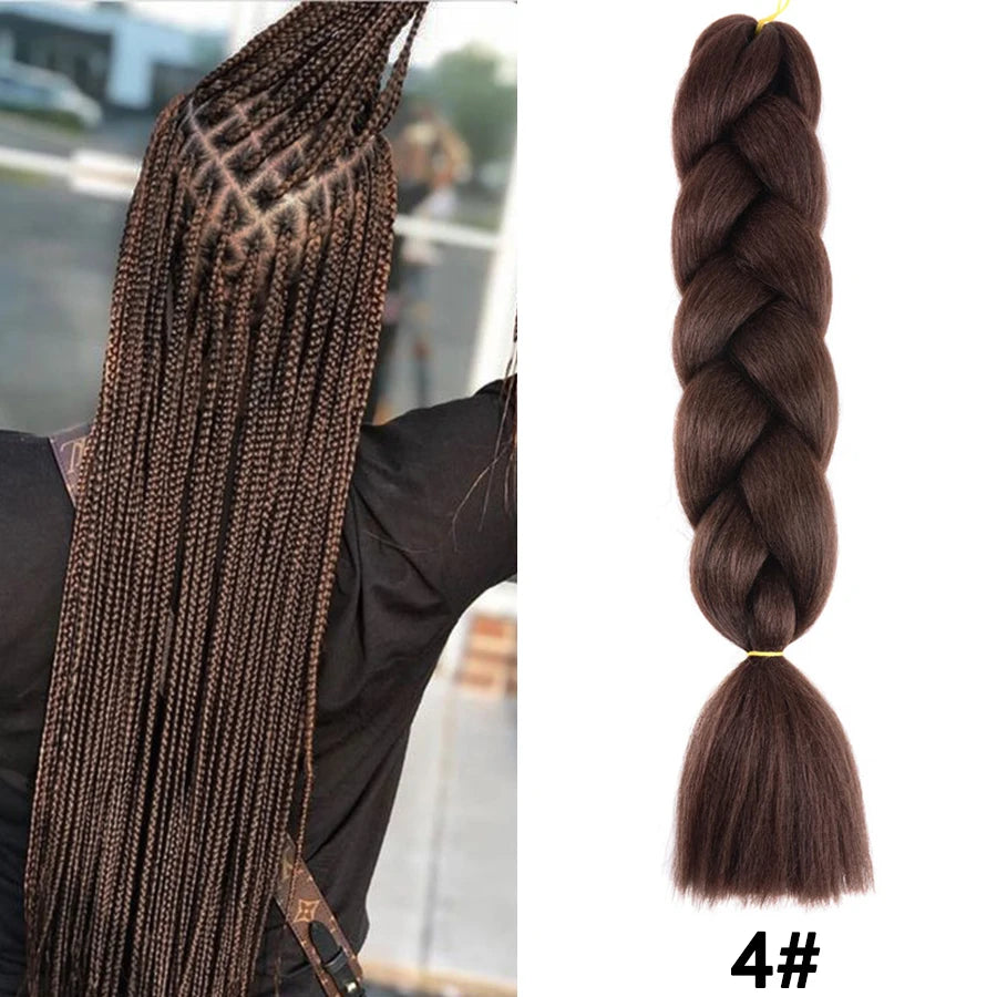 24'' 100G Synthetic Jumbo Braiding Hair Ombre Rainbow Hair Extensions Festival Jumbo Crochet Hair Weaving Box Braids Hairpieces