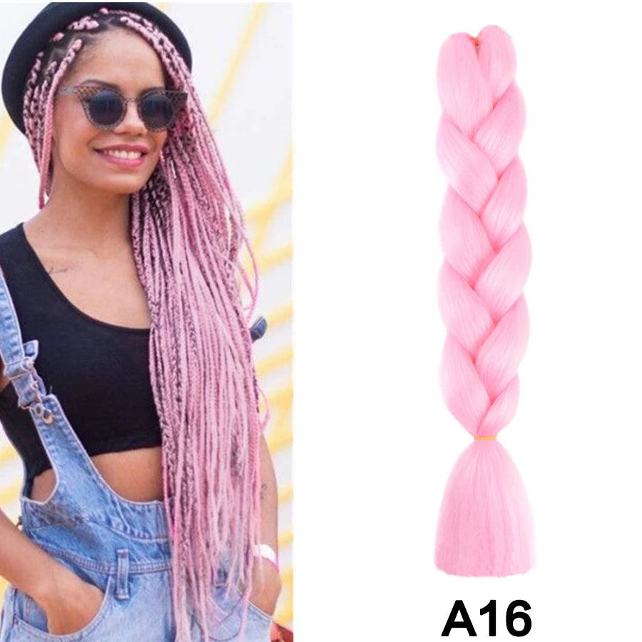 24'' 100G Synthetic Jumbo Braiding Hair Ombre Rainbow Hair Extensions Festival Jumbo Crochet Hair Weaving Box Braids Hairpieces