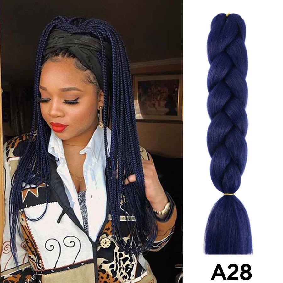 24'' 100G Synthetic Jumbo Braiding Hair Ombre Rainbow Hair Extensions Festival Jumbo Crochet Hair Weaving Box Braids Hairpieces