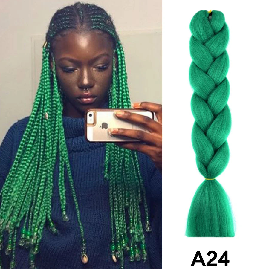 24'' 100G Synthetic Jumbo Braiding Hair Ombre Rainbow Hair Extensions Festival Jumbo Crochet Hair Weaving Box Braids Hairpieces