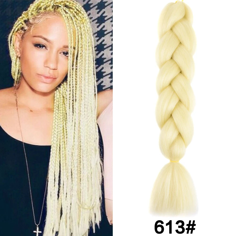 24'' 100G Synthetic Jumbo Braiding Hair Ombre Rainbow Hair Extensions Festival Jumbo Crochet Hair Weaving Box Braids Hairpieces