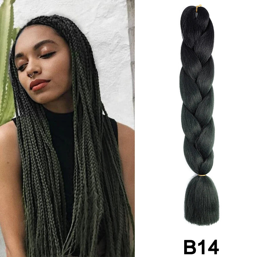 24'' 100G Synthetic Jumbo Braiding Hair Ombre Rainbow Hair Extensions Festival Jumbo Crochet Hair Weaving Box Braids Hairpieces