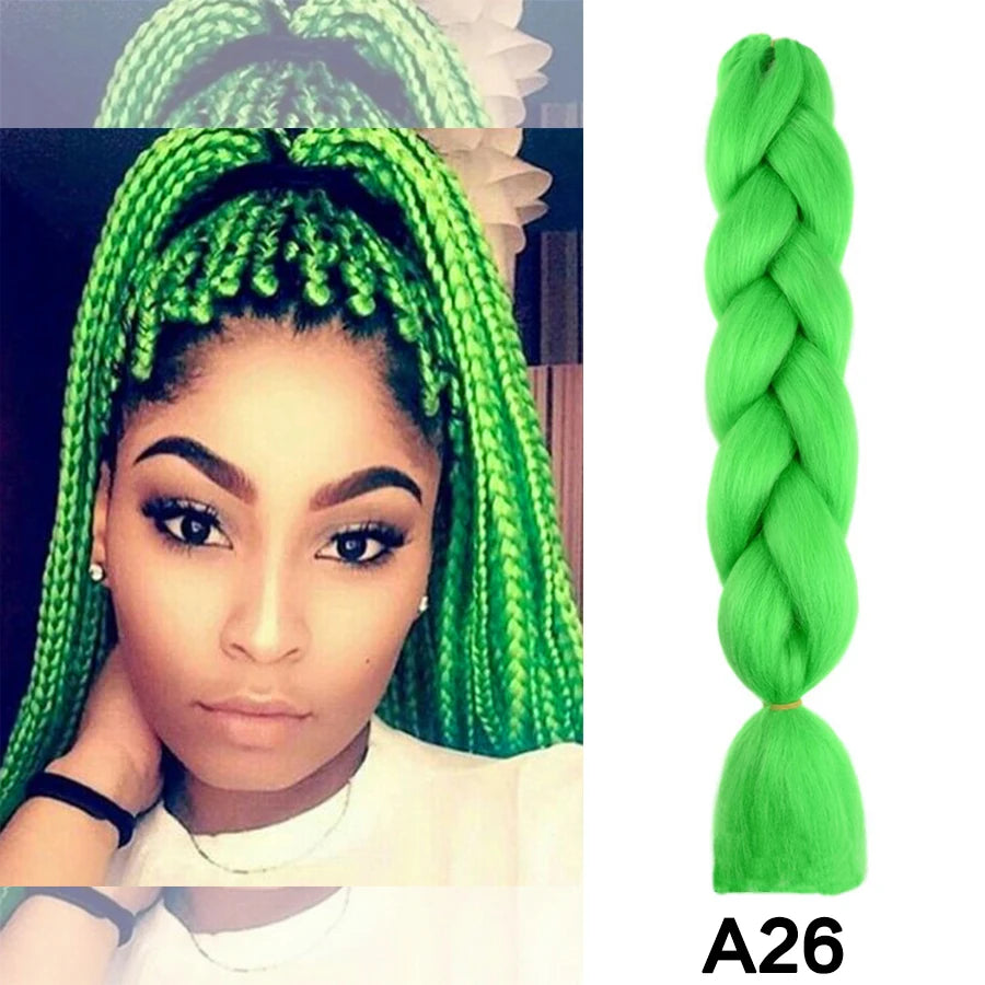 24'' 100G Synthetic Jumbo Braiding Hair Ombre Rainbow Hair Extensions Festival Jumbo Crochet Hair Weaving Box Braids Hairpieces