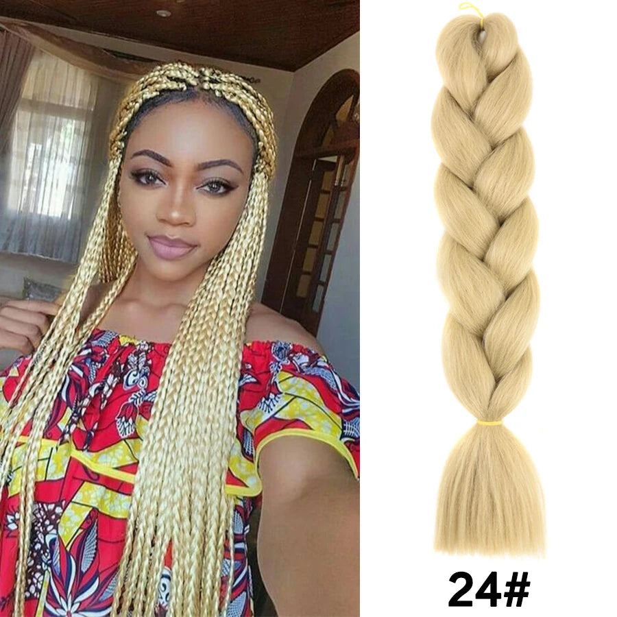 24'' 100G Synthetic Jumbo Braiding Hair Ombre Rainbow Hair Extensions Festival Jumbo Crochet Hair Weaving Box Braids Hairpieces