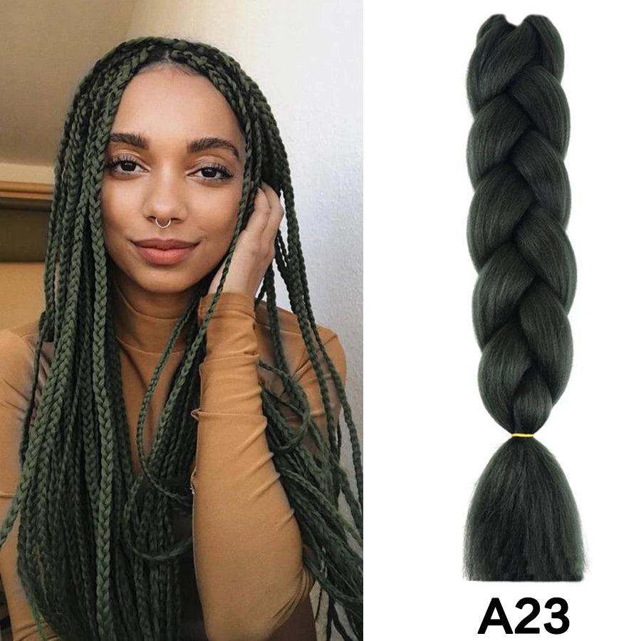 24'' 100G Synthetic Jumbo Braiding Hair Ombre Rainbow Hair Extensions Festival Jumbo Crochet Hair Weaving Box Braids Hairpieces