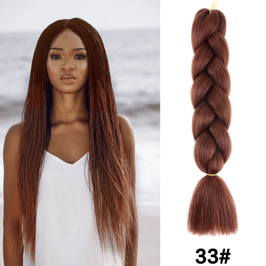 24'' 100G Synthetic Jumbo Braiding Hair Ombre Rainbow Hair Extensions Festival Jumbo Crochet Hair Weaving Box Braids Hairpieces