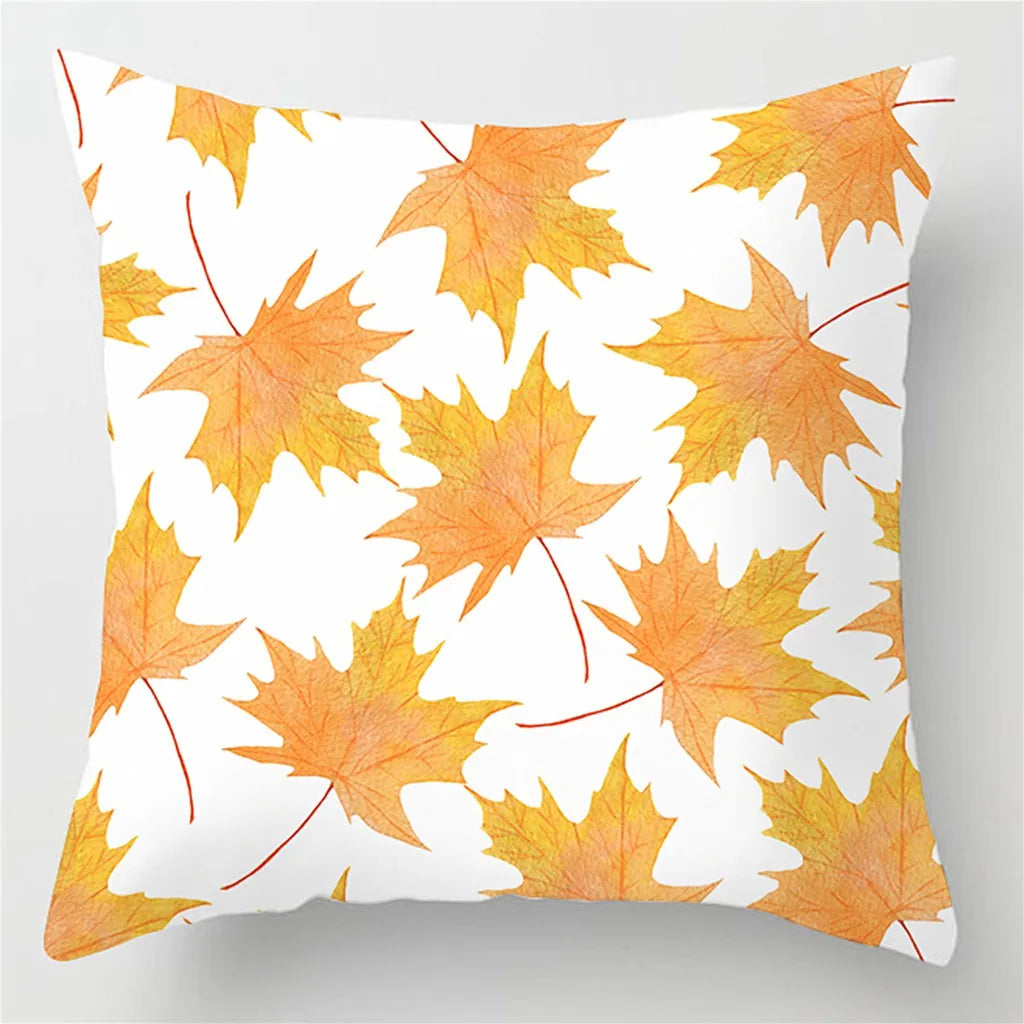 Autumn Maple Leaf Printing Square Cushion Cover Home Living Room Sofa Decoration   Pillow