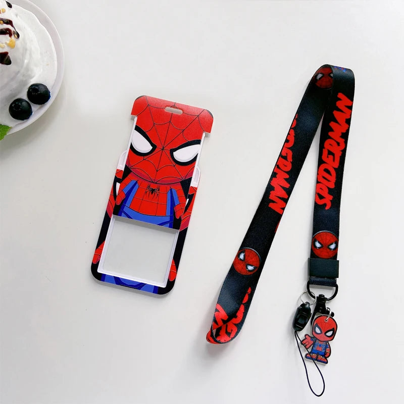 Disney Superhero ID Card Holder Neck Strap Pendant Cool Boys Door Badge Holder Lanyards Keychain Men Work Credential Case Gift