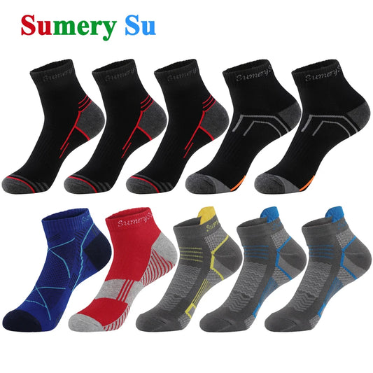 5 Pairs/Lot Mens Running Socks Casual Outdoor Sports Cotton Orange Red Stripes Compression Black 15 Styles Travel Hot Sale 2024