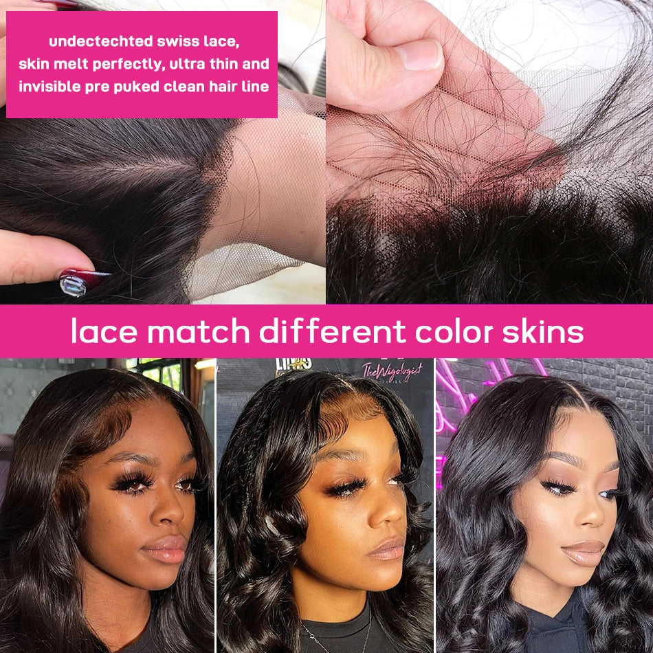 180 Density Body Wave 13x4 13x6 360 Hd Transparent Lace Front Human Hair Wig 30 38 Inch Lace Frontal Wigs Pre Plucked For Women