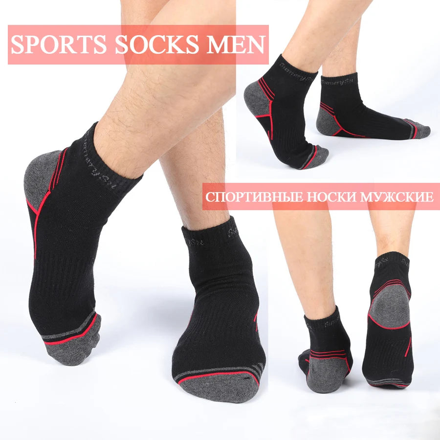 5 Pairs/Lot Mens Running Socks Casual Outdoor Sports Cotton Orange Red Stripes Compression Black 15 Styles Travel Hot Sale 2024