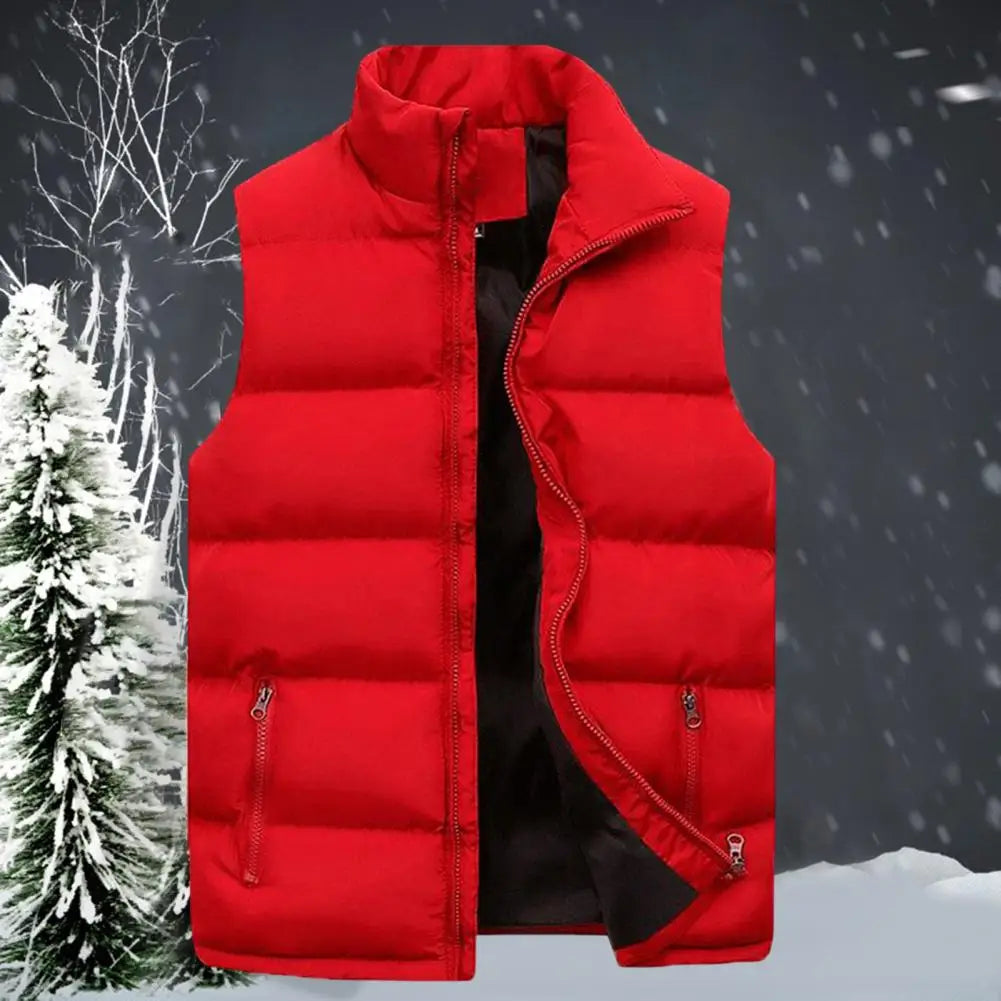 Trendy Sleeveless Jacket Thicken Male Warm Pockets Coat Waistcoat  Autumn Winter Men Vest Jacket Streetwear