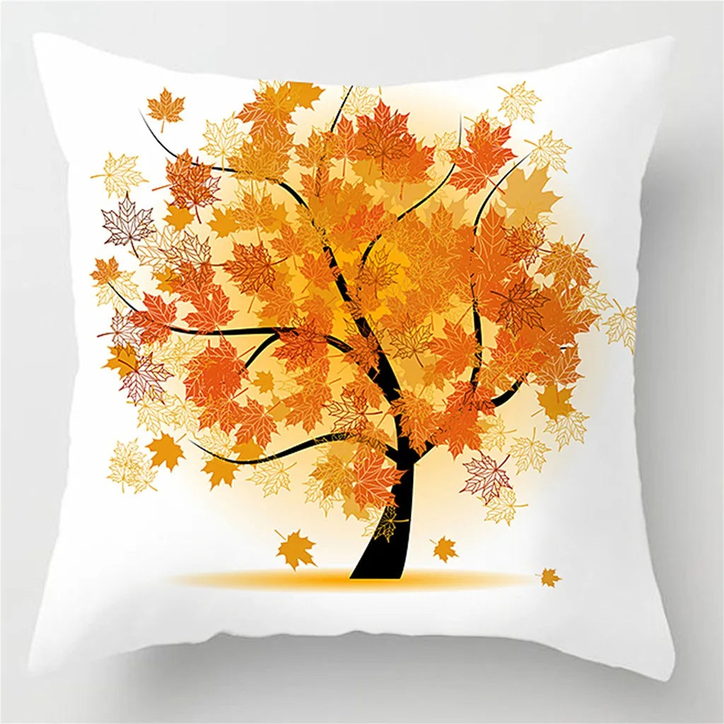 Autumn Maple Leaf Printing Square Cushion Cover Home Living Room Sofa Decoration   Pillow