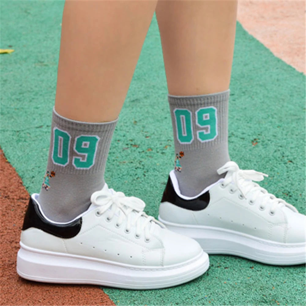 High Quality Fashion Men's Funny Breathable Basketball Sport Stars With Lucky Number 09/21/23/24/35 Unisex Harajuku Happy Socks