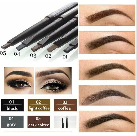 5 Color Double Ended Eyebrow Pencil Waterproof Make Up Long Lasting No Blooming Rotatable Triangle Eye Brow Tattoo Pen Makeup