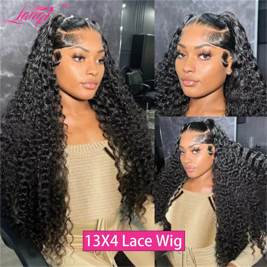 250% Curly Wigs Human Hair Lace Frontal Wig Deep Wave Human Hair Wigs Brazilian Remy 13x4 Water Wave Lace Front Human Hair Wig